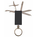 Pocket Knife - Key Ring - Black - Six Function - 2-1/8"